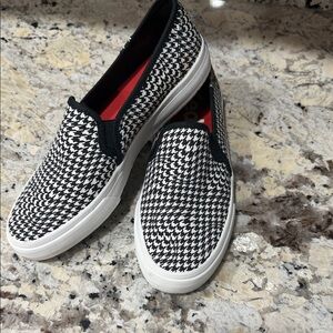 Keds Houndstooth Slip-On Canvas Sneakers - Black & White